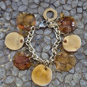 Murano Glass Bracelet - Gold and Brown Tones